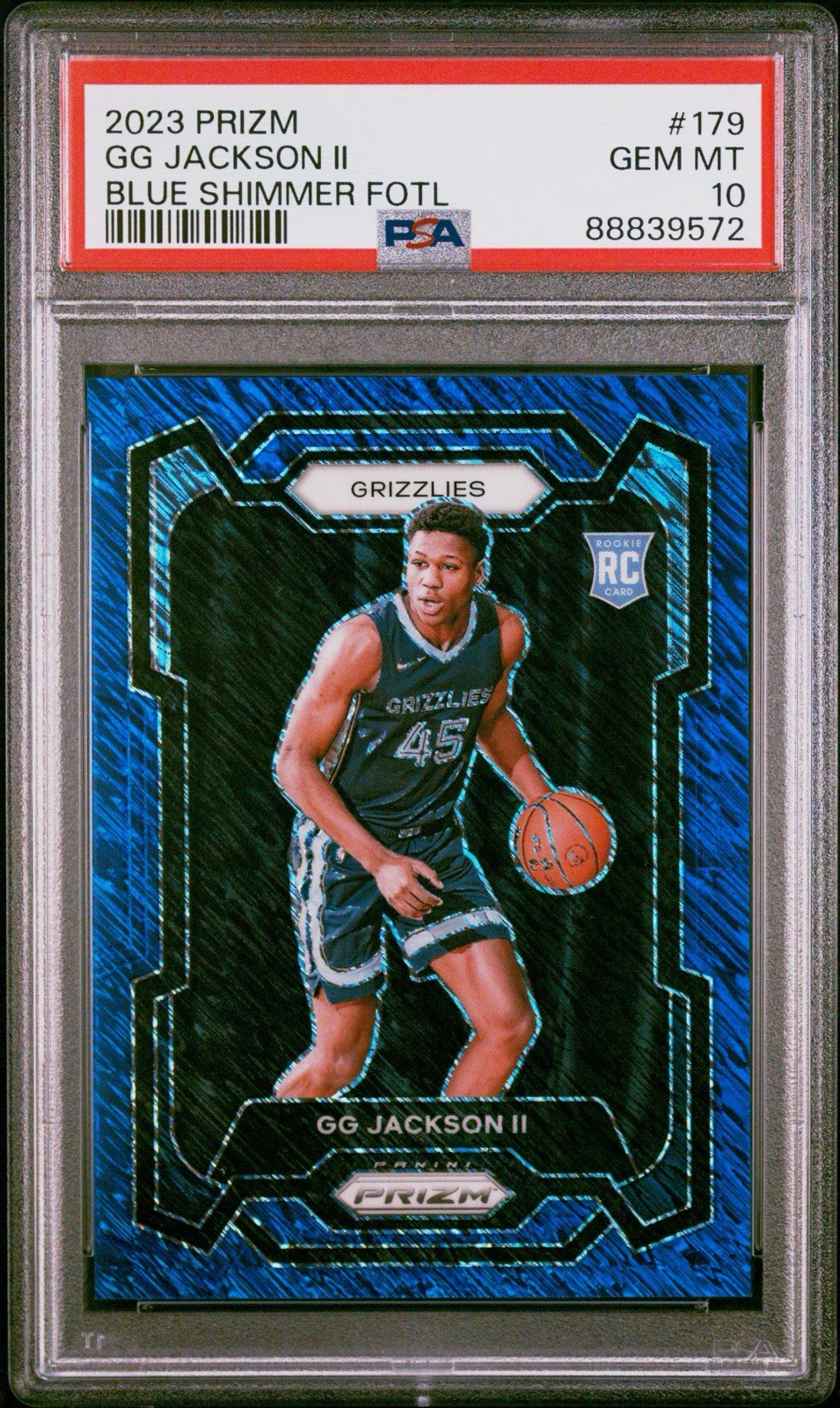 2023-24 Panini Prizm GG Jackson II #179 Blue Shimmer Prizm Rookie /35 PSA 10