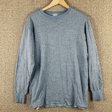 Vintage Duofold Two Layer Fabric Thermal Shirt Mens XL Crew Neck Blue T616