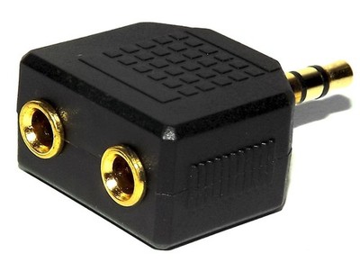 High Quality Mini 3.5mm Stereo Headphone Splitter - Gold Male to Dual Female