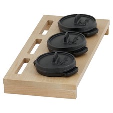 Mini Dutch Oven Set mit Holzunterlage 3 x &Oslash; 11 cm Gusseisen T&ouml;pfe BBQ-Toro