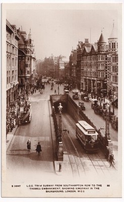 Vintage London LCC Straßenbahn U-Bahn Kingsway Southampton Reihe Ufer RPPC Postkarte