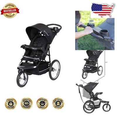 Deluxe Expedition Jogger Dash Black Lockable Swivel Wheel Stroller 50lb Max