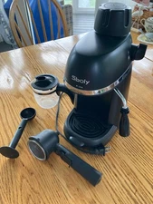 Sboly Espresso Machine with Milk Frother  Black, Runs Well! SYCM-5409 