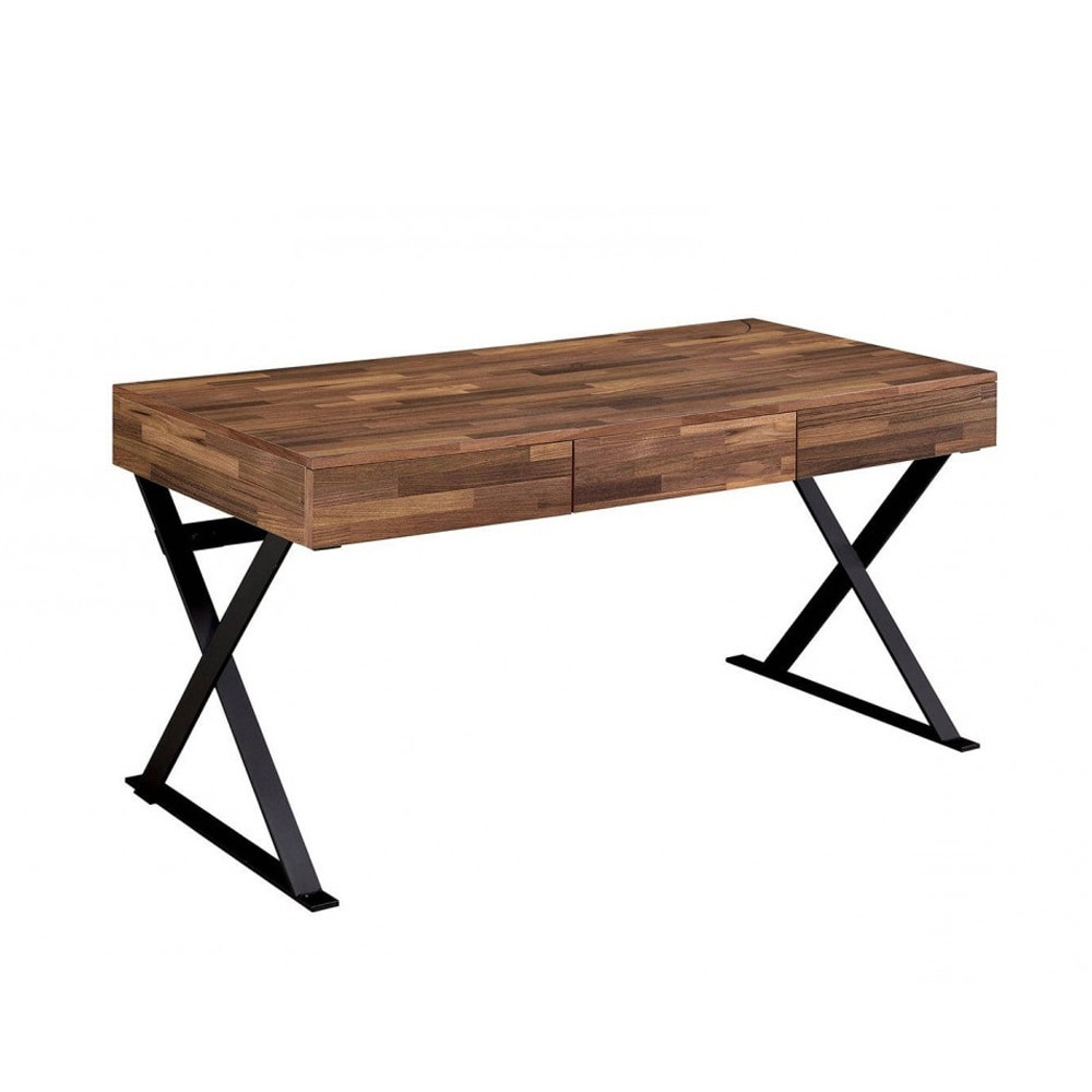 Wooden Desk with 3 Darwers in Black Black Medium