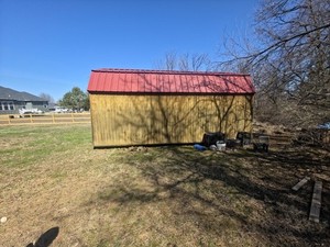Dutch style Shed Barn-Style Red Metal Roof Double Doors Rectangular 1 Window