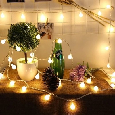 Vier Lichterketten, 2 Beleuchtungsmodi, 19,68 Fuß 40 LEDs Kugel