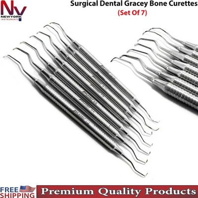 Gracey Bone Curettes 7-Piece Set Dental Periodontal Surgical Stainless Steel New
