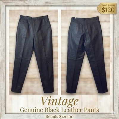 Bagatelle Vintage Black Genuine Leather Pants 12 High Waisted Tapered msrp $120