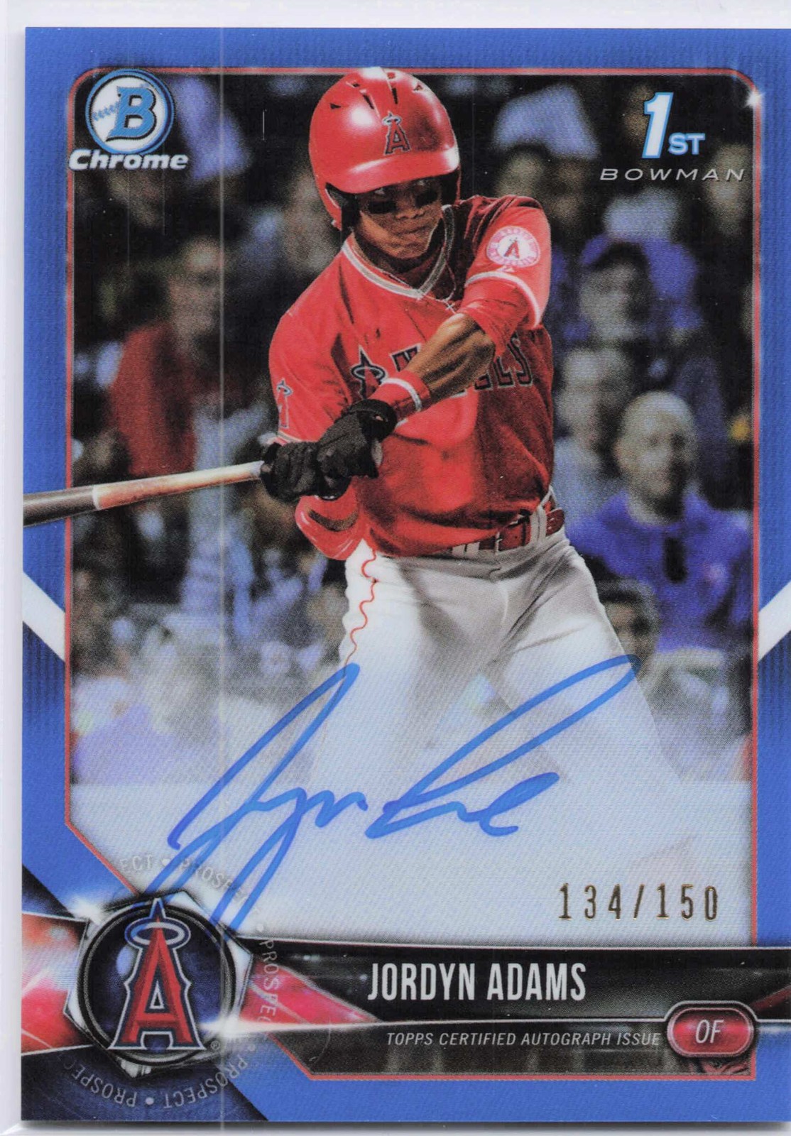 Jordyn Adams 2018 Bowman Draft #CDA-JA Chrome Blue Refractor #/150 Auto