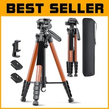 Professional Aluminum Tripod for Camera/Phone, 74"