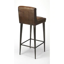 Beaumont Lane Modern Leather And Metal 32" Bar Stool - Brown / Black