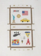 The Studio Midwest North East Travel Suitcase Handpainted Needlepoint Canvas 31