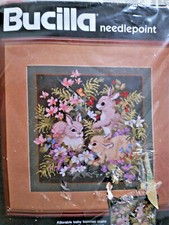 Bucilla BUNNY NEST Baby Rabbits Floral NEEDLEPOINT KIT Linda Gillum EASTER