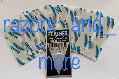 5 FEATHER New Hi-Stainless Steel Platinum Double Edge Safety Razor Blades JAPAN