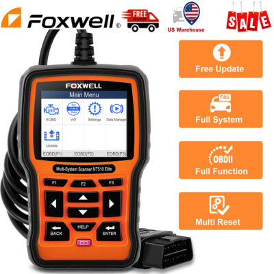 FOXWELL NT510 OBD2 Scanner Car All System Diagnostic Tool For VW/Audi/Skoda
