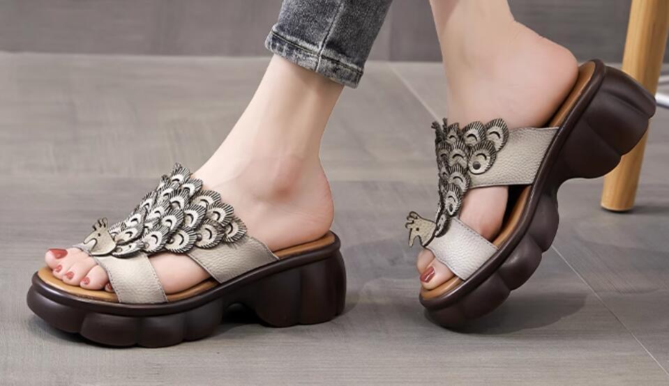 SAOLA Nuove scarpe slip comode da donna con suola spessa punta aperta punta aperta slingback