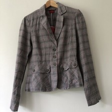 Bnwt Olsen Stylish Fine Check Linen Summer Women’s Jacket Size Uk 8