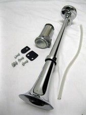 Cadillac Deville 12 Volt Chrome 135 Db 17.5 Trumpet Air Horn Kit W Compressor