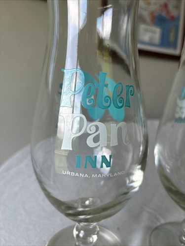 Two Vintage Kapok Tree Inn/Peter Pan Inn Footed Souvenir Glasses - Picture 2 of 6
