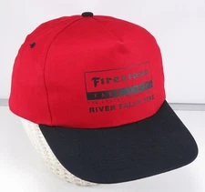 Firestone Farm Tires Hat cap red snapback River Falls Minnesota Vtg silkscreen