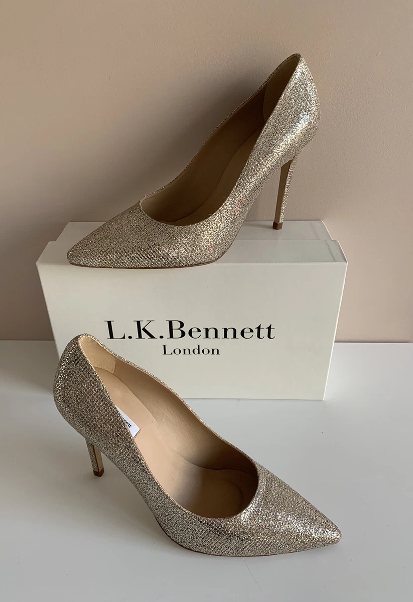 LK BENNETT FERN CHAMPAGNE LUREX COURT SHOES SIZE 8 UK RETAIL 249