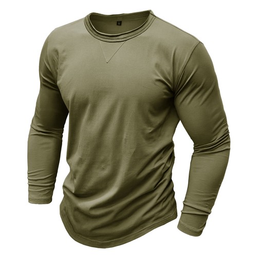 T-shirt uomo slim fit manica lunga girocollo casual elasticizzata blusa autunno - Foto 22 di 61