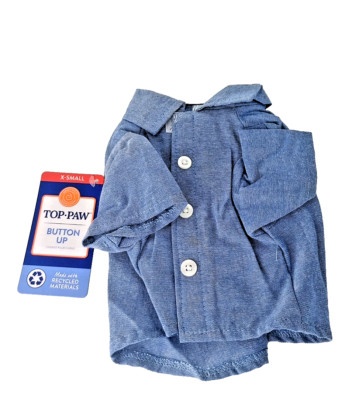Top Paw Button Up Dog/PUPPY Shirt Extra Small Peace NWT