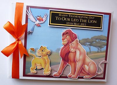 Personalisiertes König der Löwen Simba mit Eltern Jungen Geburtstag Gästebuch, Album, Geschenk
