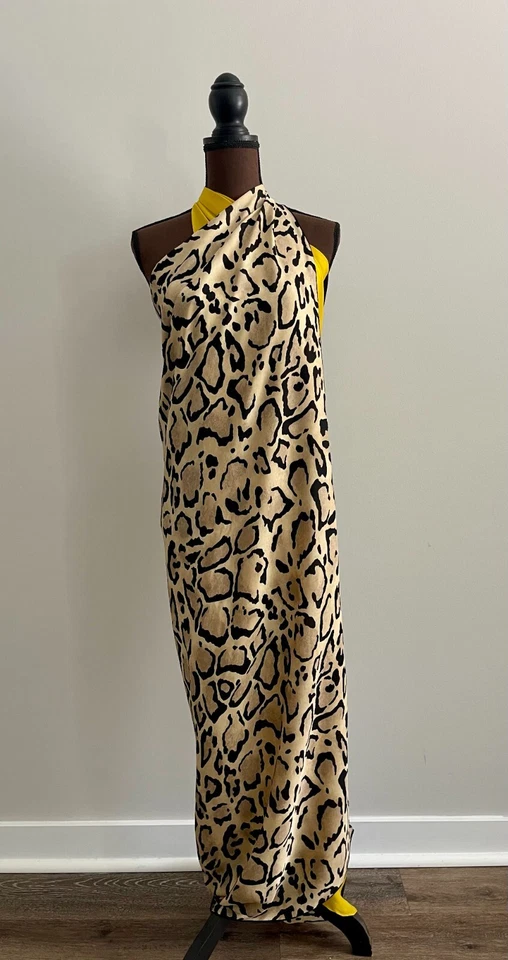 全新古驰超大披肩 GG 标志黄色动物印花丝绸多色裹巾 — 第 4/4 张图片