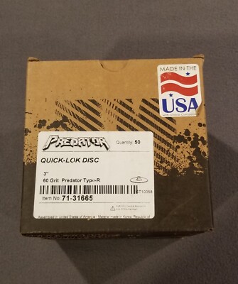 Arc Abrasives Predator 71-31665 Quick-LOK Disc~3In~60 Grit~50 PK~FREE SHIPPING 