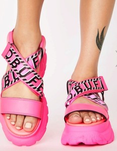 Buffalo Londres Neon Pink Nylon Sandalias De Plataforma Talla 6/36 Nuevos  Sin Caja | eBay