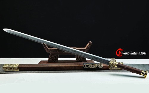 Espada de ébano de doble filo recta de doble filo de la dinastía Han china 40 - Imagen 3 de 12