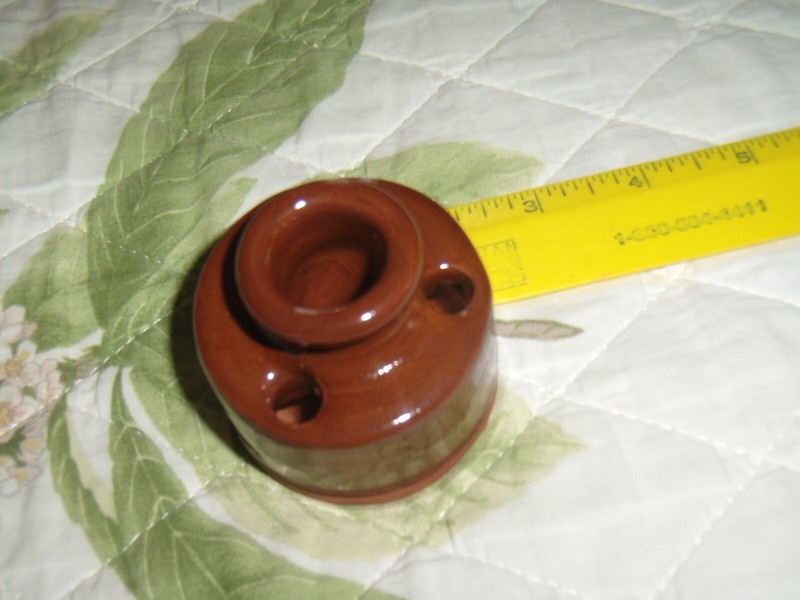 Redware OSV Pottery Inkwell artisan handcraft signed Old Sturbridge Village MA