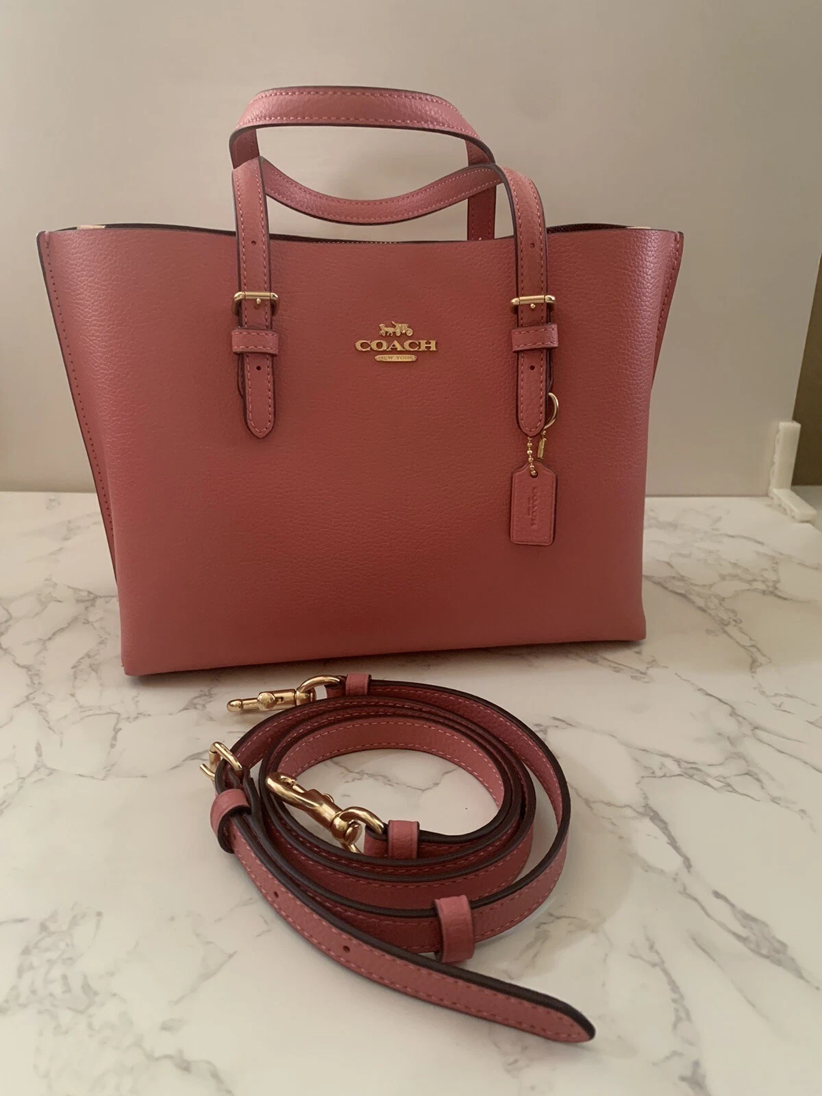 Coach C4084 Mollie 25 borsa a tracolla in pelle rosa taffy nuova con etichette $325