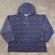Vintage Creatore Fleece Hoodie Mens Large Aztec Plaid Pattern Motif Sweatshirt