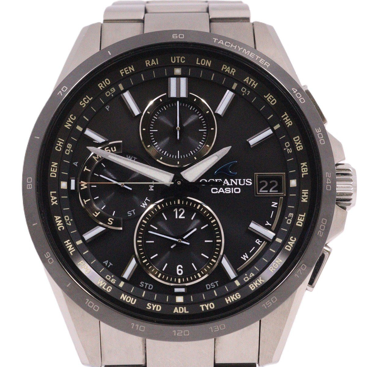 Casio Oceanus Classic Line Black Marble Solar Radio Men s Watch Titanium Black