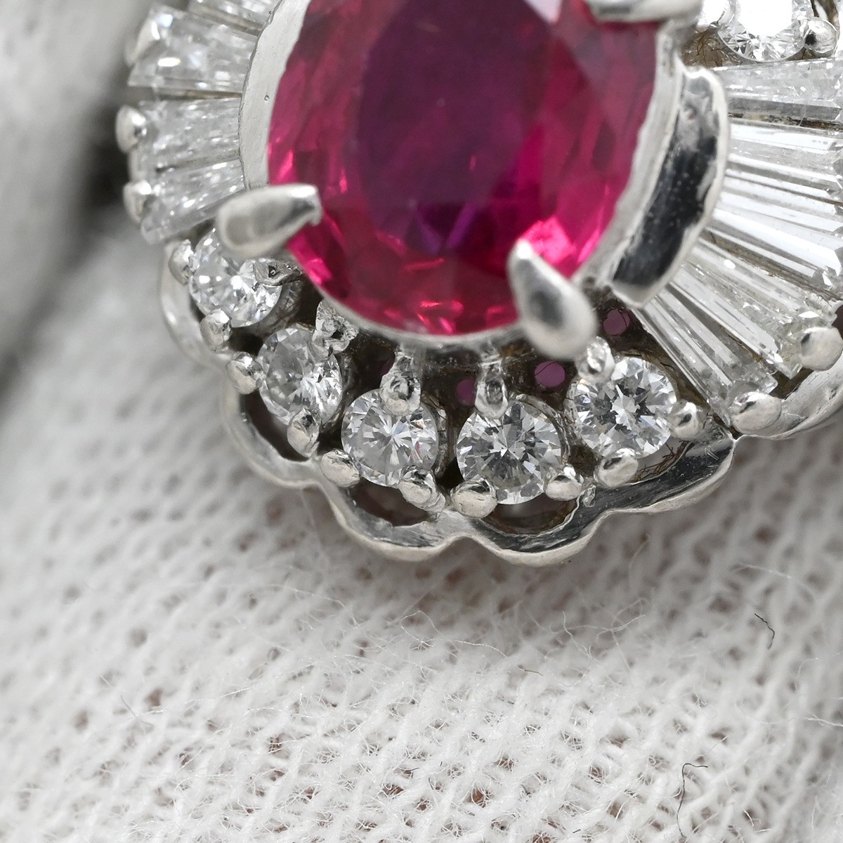Ring ring Ruby da Earring Pt900 Ruby diamond Plat… - image 7