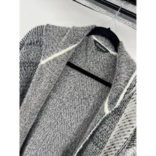 Davi & Dani Women's 1XL Hooded Poncho Cardigan Sweater Plaid Fringe