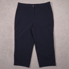 Chicos Capri Pants Womens 1 Blue Twill Stretch Zip Fly Crop Pockets Casual