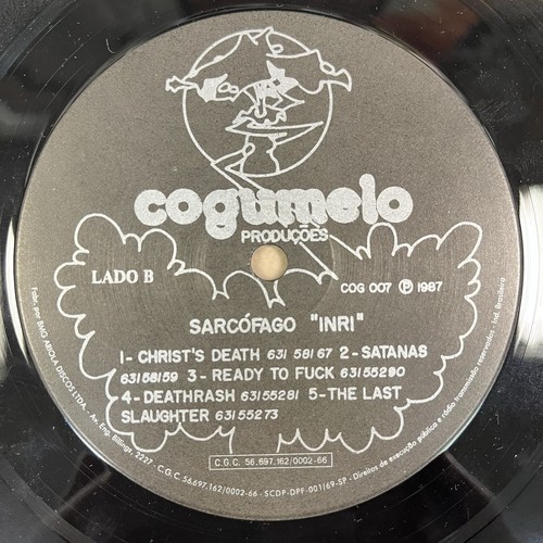 SARCOFAGO -I.N.R.I -ORIGINAL BRAZILIAN COGUMELO PRODS LP - COG 007 -BIG RARITY!! - Picture 4 of 4