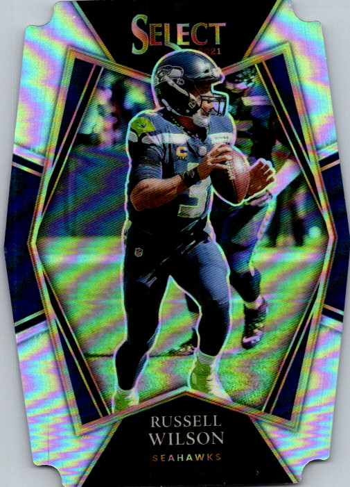 2021 Select - Premier Level Russell Wilson #130 Silver Prizm Die-Cut SEAHAWKS