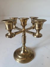 Vintage Classic Solid 5 Candle 4 Brass Arm Ca...