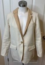 J. Crew Cream Wool Blend Single Button Closure Blazer Jacket, Size 4