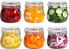 Airtight Glass Canister Set of 6 with Lids 17Oz Food Storage Jar round - Storage
