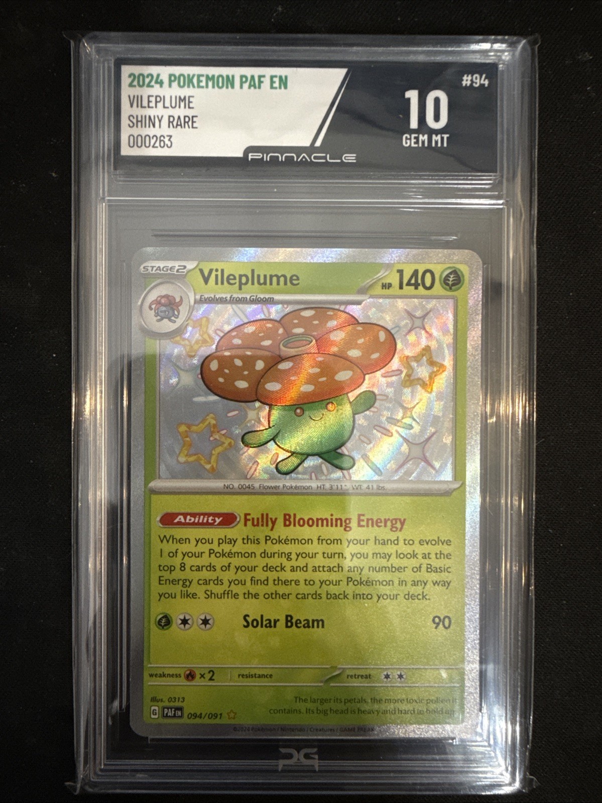 2024 Pokemon PAF EN-Paldean Fates #94 Vileplume Shiny Rare PG GEM MT 10