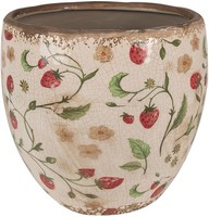 Clayre & Eef 6CE1634L Blumentopf FüR Innen Beige Rot Ø 18X18 Cm