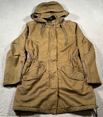 Scotch & Soda Maison Scotch Parka Coat Women XS Brown Lace Up Fish Tail Full Zip