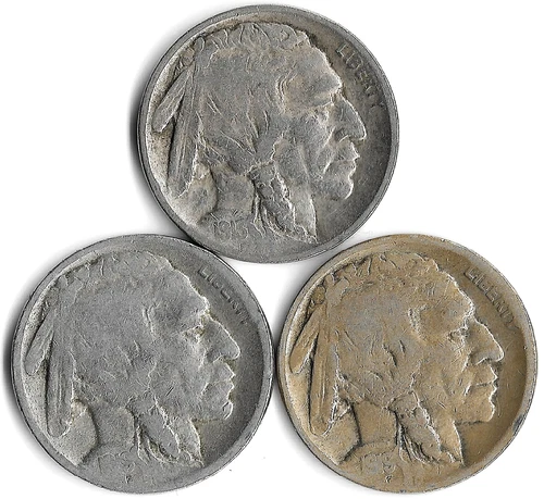Lot Of 3 Buffalo Nickels 1913-P Type 1 ☆ 1919-D  1919-S  ☆  Good Or You Grade