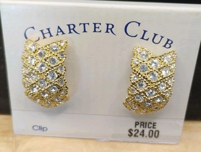Vintage 1980 s Charter Club Goldtone Clip-on Hoop Earrings