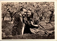 CONTINENTAL SIZE POSTCARD REAL PHOTO RPPC OF A MAN AND A WOMAN GERMANY c. 1930s